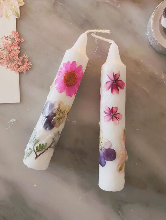 How to Make Pressed Flower Shabbat Candles